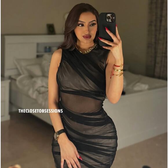 ZARA Black Draped Fitted Sleeveless Midi Dress NWT - Picture 7 of 16